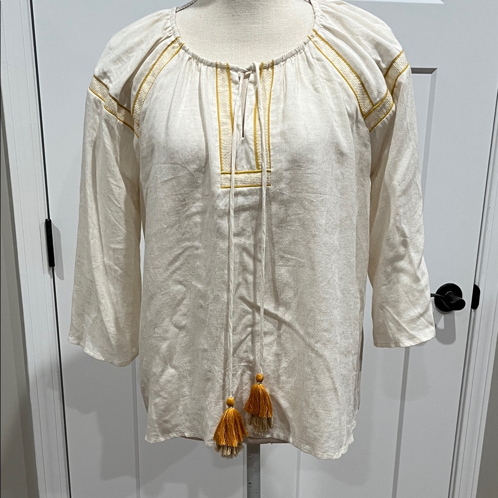Mystree Cream Blouse with Gold Tassels